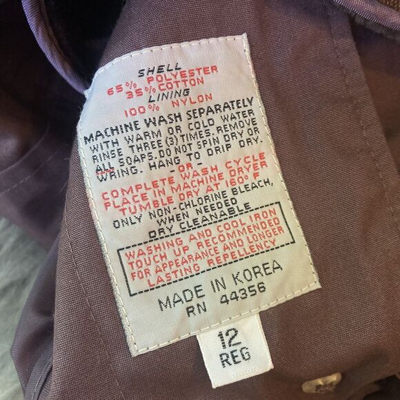 London Fog Coat Sz 12 Trench Tie Waist Belt Long Lined Collared Purple Vintage - Picture 5 of 11